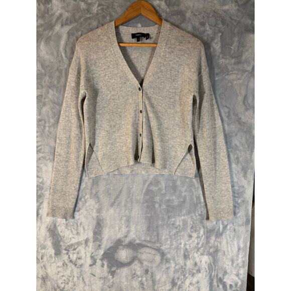 THEORY Gray Hanelee Cashmere Cardigan Sweater Small Minimalist Luxury Capsule - Picture 3 of 16